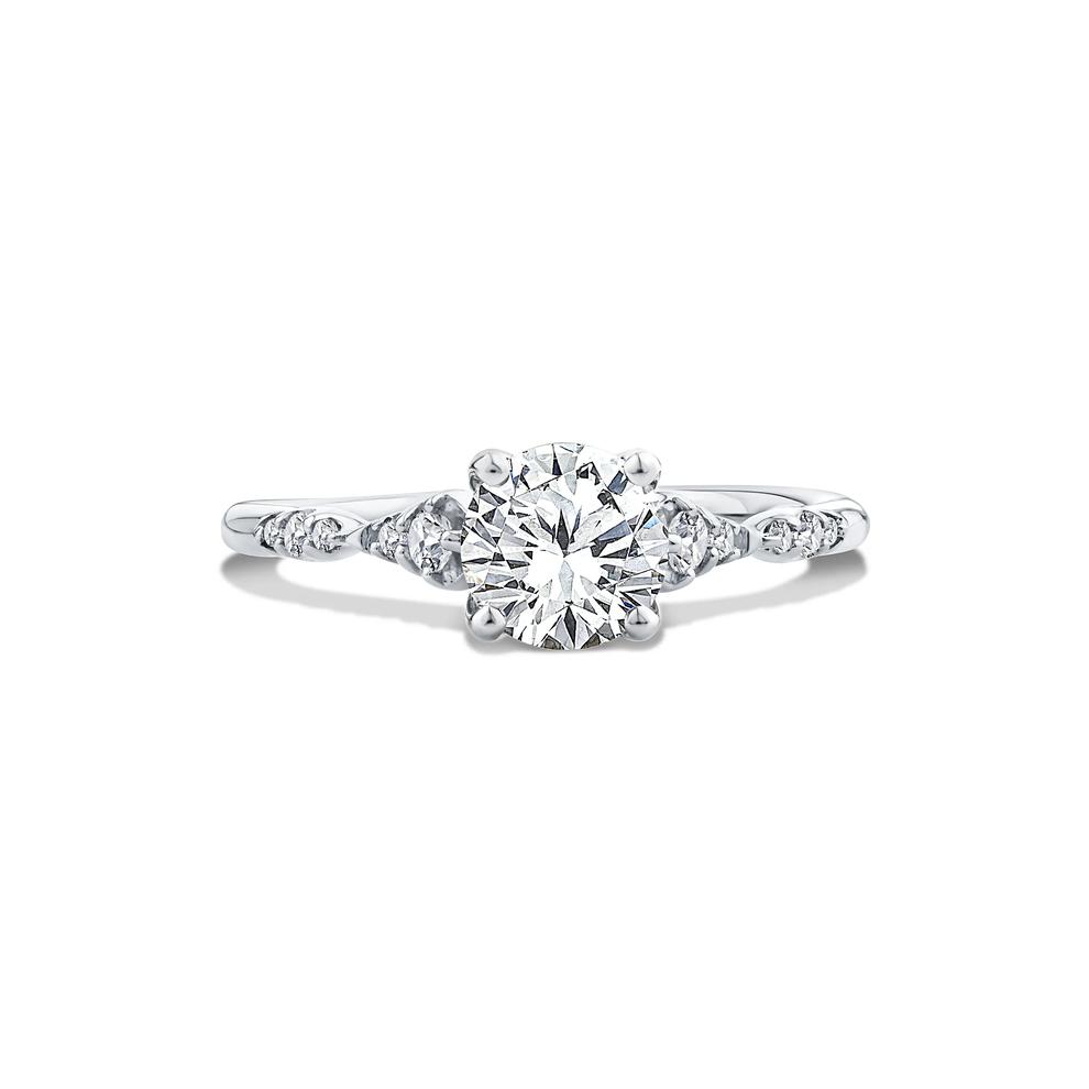 Lab Grown Diamond Round Center Faux Marquise Engagement Ring in 10K White Gold (1 1/8 ct. tw.) – Image 1 of 4