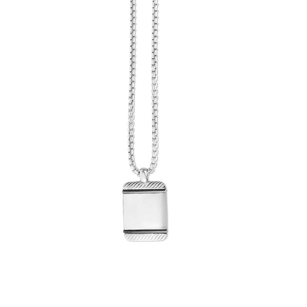 Men's Engravable Dog Tag Pendant Necklace in Sterling Silver, 22"  – Image 1 of 2