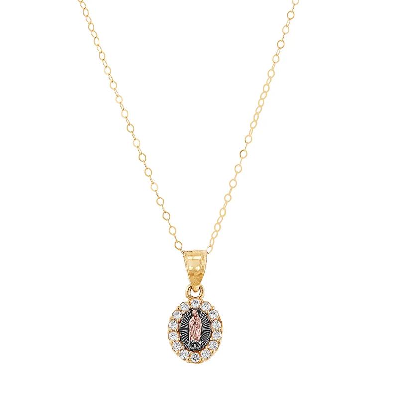 Children&#39;s Cubic Zirconia Lady of Guadalupe Pendant in 14K Yellow &amp; Rose Gold – Image 1 of 3
