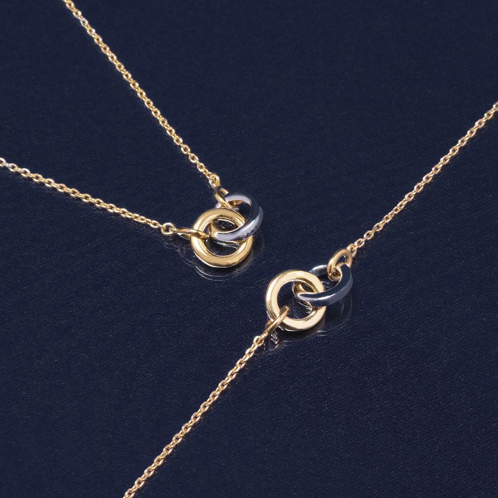 Two-Tone Linked Circle Necklace in Vermeil – Image 6 of 10