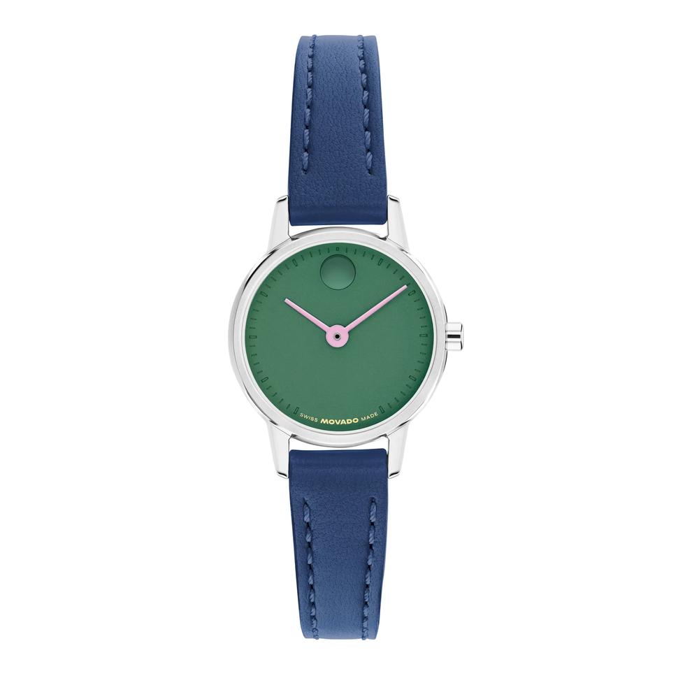 Ladies' Baby Face Watch With Blue Leather Strap in Stainless Steel, 23mm – Image 1 of 3