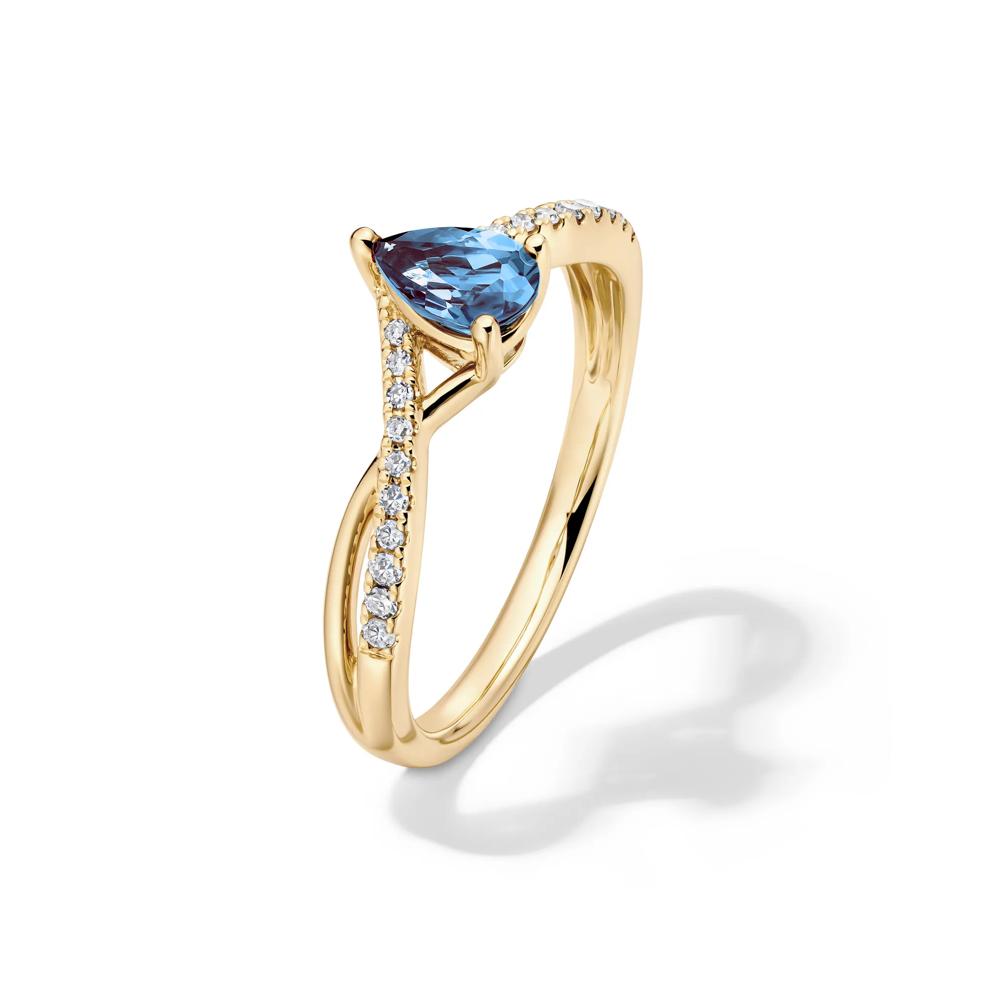 Lab-Created Alexandrite and Diamond Ring in 10K Yellow Gold Ring – Image 4 of 4