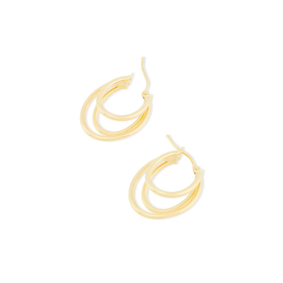 Oval Polished Triple-Row Tube Hoop Earrings in 14K Yellow Gold, 30x22MM – Image 2 of 4