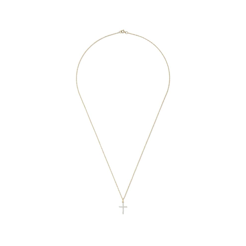 Diamond Cross Pendant in 10K Yellow Gold (1/10 ct. tw.) – Image 3 of 4