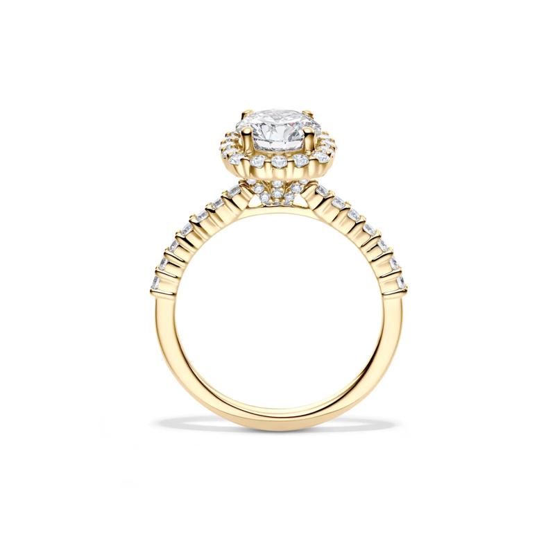 Lab Grown Diamond Round Halo Engagement Ring in 14K Yellow Gold &#40;1 3/4 ct. tw.&#41; – Image 2 of 4