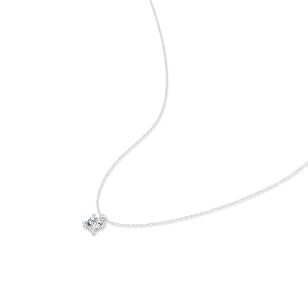 Lab Grown Diamond Princess-Cut Pendant Necklace in 10K White Gold (4 ct. tw.) – Image 4 of 4