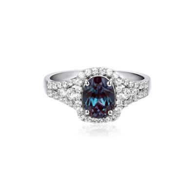 Lab Created Alexandrite & White Sapphire Ring in Sterling Silver