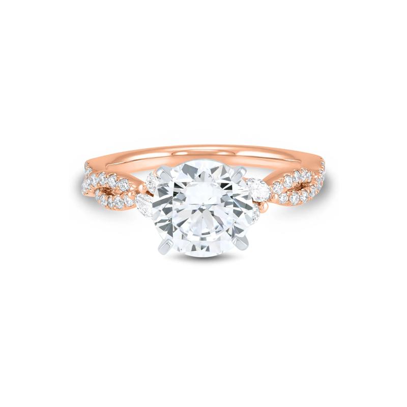 Lab Grown Diamond Marquise and Round Semi-Mount in 14K Rose &amp; White Gold &#40;3/8 ct. tw.&#41; &#40;Setting Only&#41; – Image 2 of 6