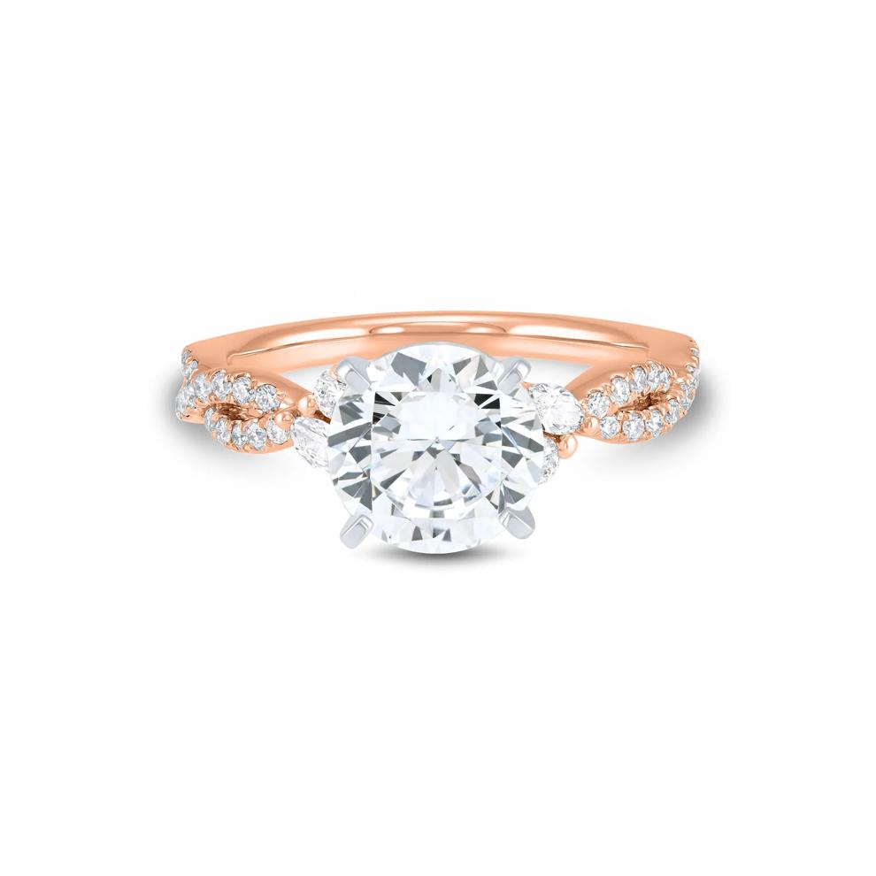 Lab Grown Diamond Marquise and Round Semi-Mount in 14K Rose &amp; White Gold (3/8 ct. tw.) (Setting Only) – Image 2 of 6