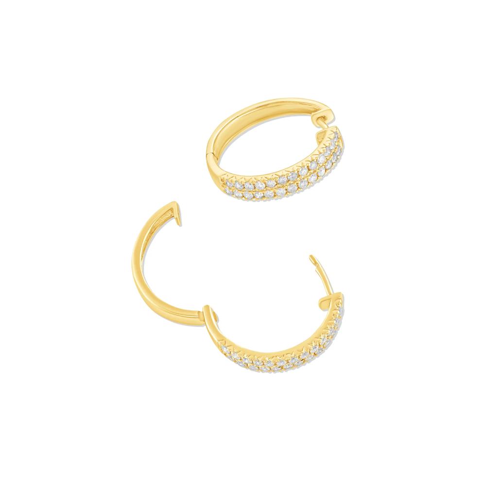 Diamond Double Row Hoop Earrings in 14K Yellow Gold (1 ct. tw.) – Image 2 of 2