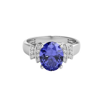 Tanzanite & 1/10 ct. tw. Diamond Ring in 14K White Gold