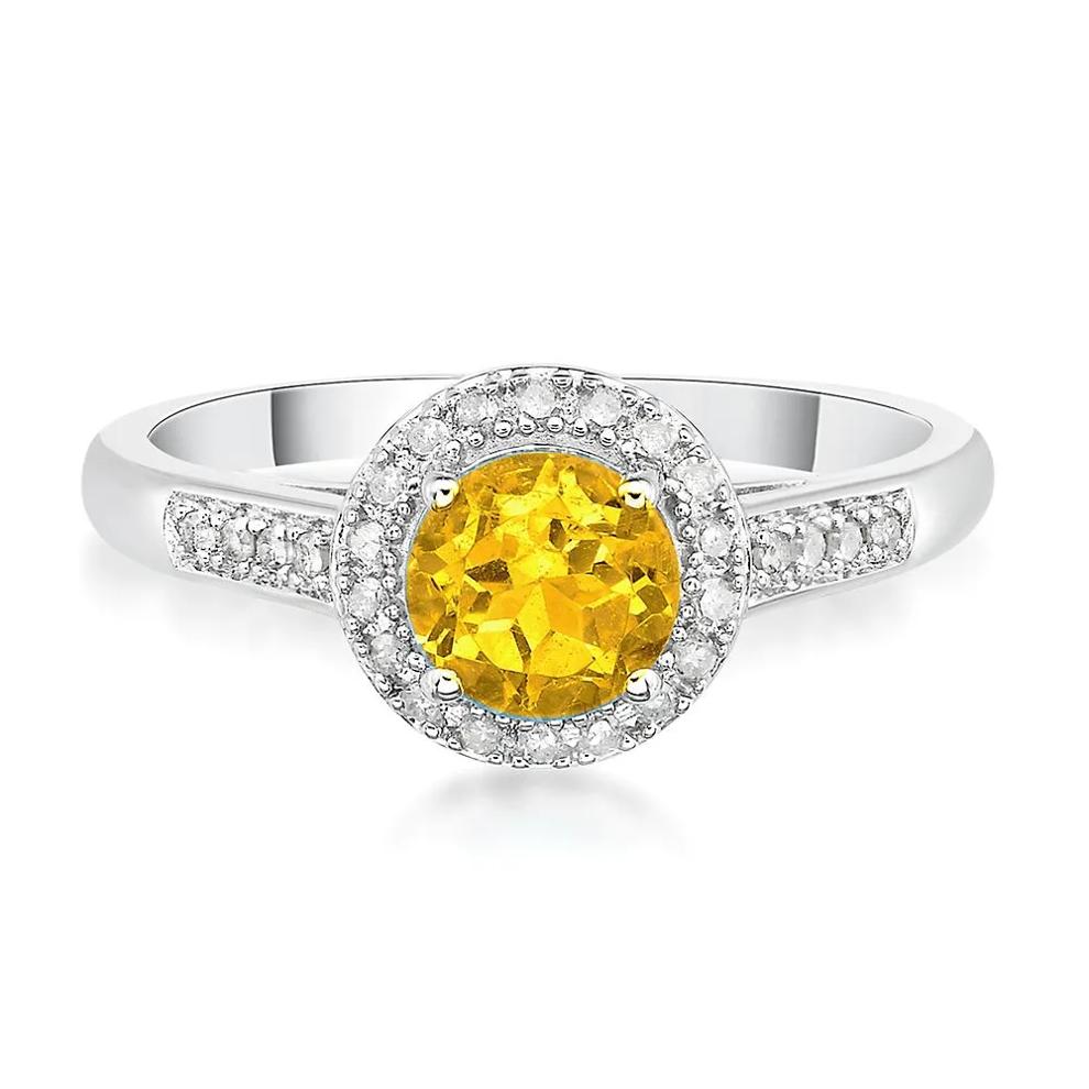 Citrine &amp; 1/8 ct. tw. Diamond Ring in Sterling Silver – Image 1 of 3