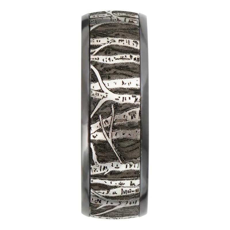 Men&rsquo;s Tree Wedding Band in Cobalt &amp; Black Zirconium, 8mm – Image 3 of 4