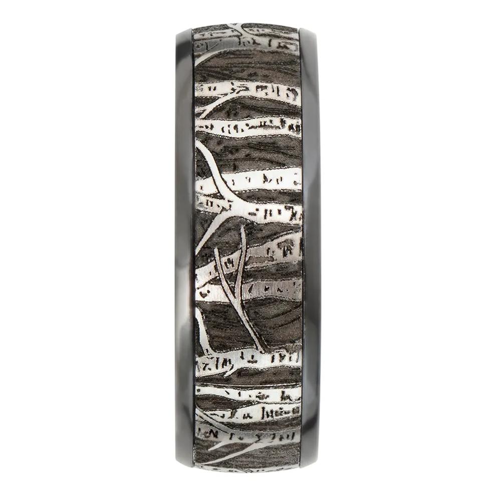 Men&rsquo;s Tree Wedding Band in Cobalt &amp; Black Zirconium, 8mm – Image 3 of 4