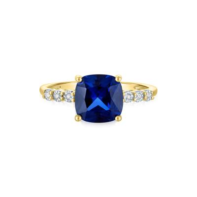 Lab-Created Blue Sapphire and Diamond Accent Ring in 10K Yellow Gold