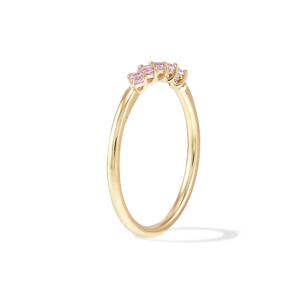 Lab-Created Pink Sapphire Five-Stone Band in 10K Yellow Gold – Image 3 of 4