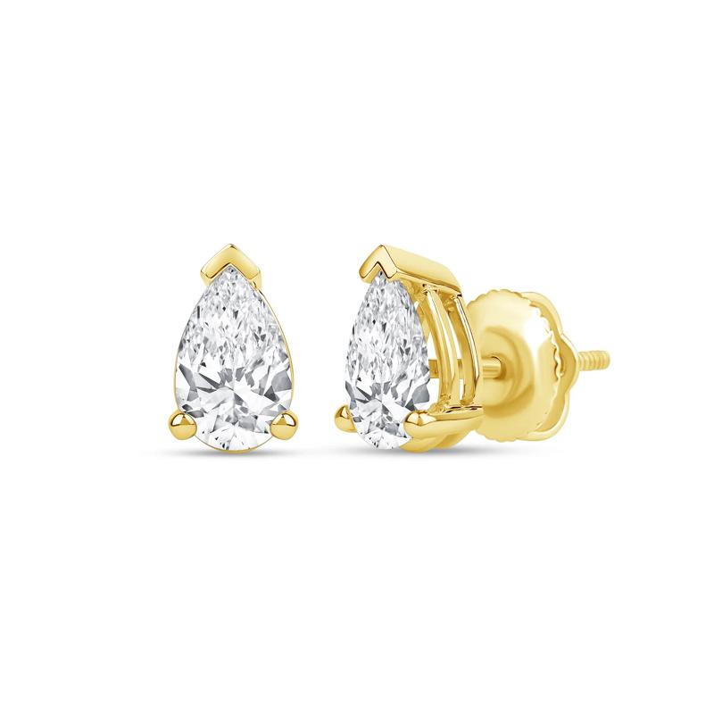 Lab Grown Diamond Pear-Shaped Solitaire Stud Earrings in 14K Yellow Gold &#40;3 ct. tw.&#41; – Image 1 of 3