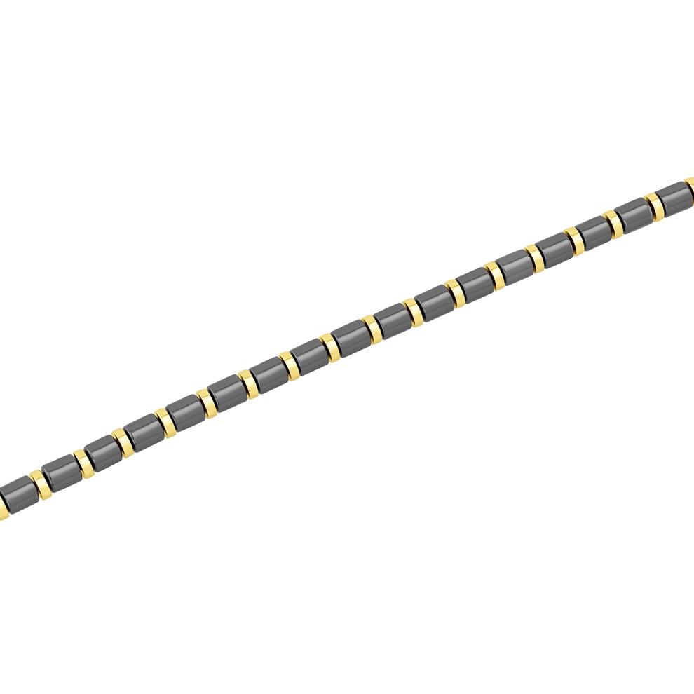 Men's Hematite Barrel Bead Bracelet in Vermeil – Image 2 of 4