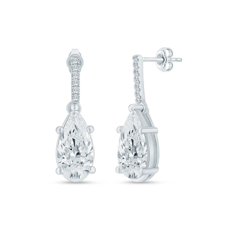 Lab Grown Pear-Shaped Diamond Drop Earrings in Platinum &#40;4 ct. tw.&#41; – Image 1 of 1