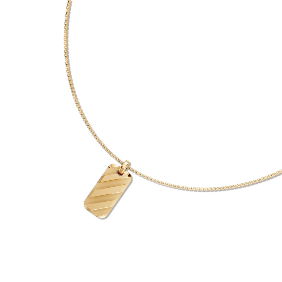 Men's Striped Design Dog Tag Pendant Necklace in Vermeil – Image 4 of 9