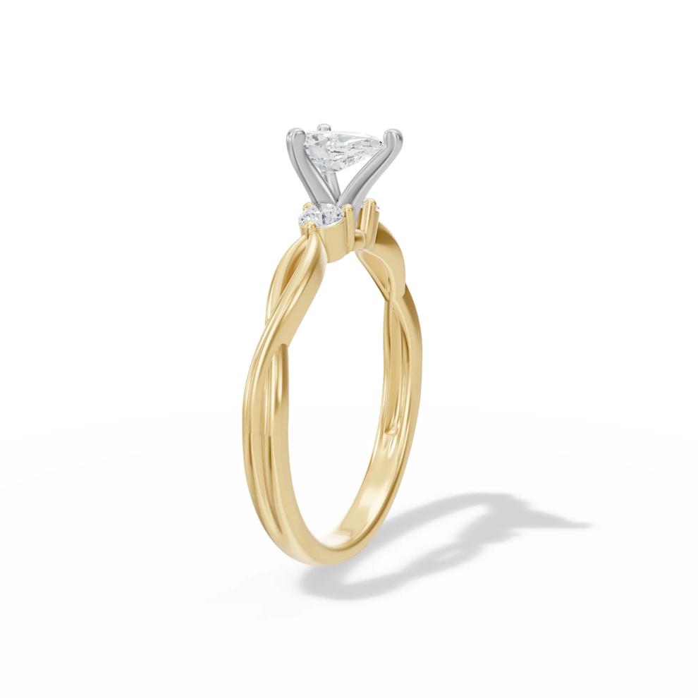 Lab Grown Diamond Pear-Shaped Center Promise Ring in 10K Yellow Gold (1/2 ct. tw.) – Image 3 of 4