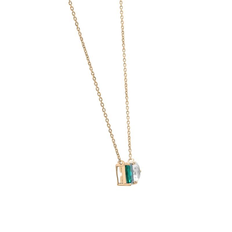 Lab-Created Emerald and Lab-Created White Sapphire Toi et Moi Two-Stone Necklace in Vermeil – Image 3 of 7