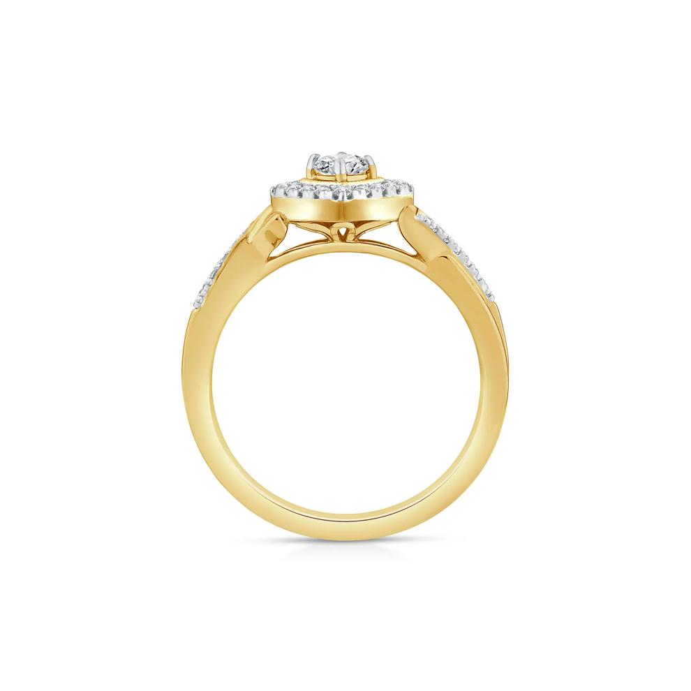 Diamond Halo Promise Ring in 10K Yellow Gold (1/3 ct. tw.) – Image 2 of 3