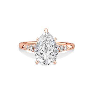 Lab Grown Diamond Pear-Shaped Center Engagement Ring in 14K Rose Gold (2 3/4 ct. tw.)