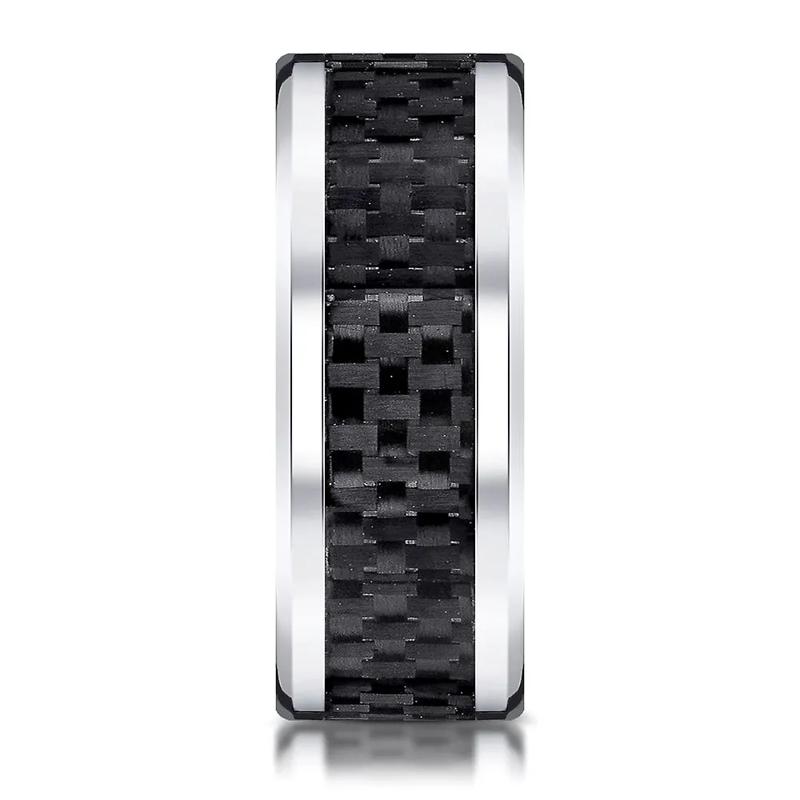 Men&#39;s Carbon Fiber Inlay Band in White Cobalt, 8MM – Image 3 of 3