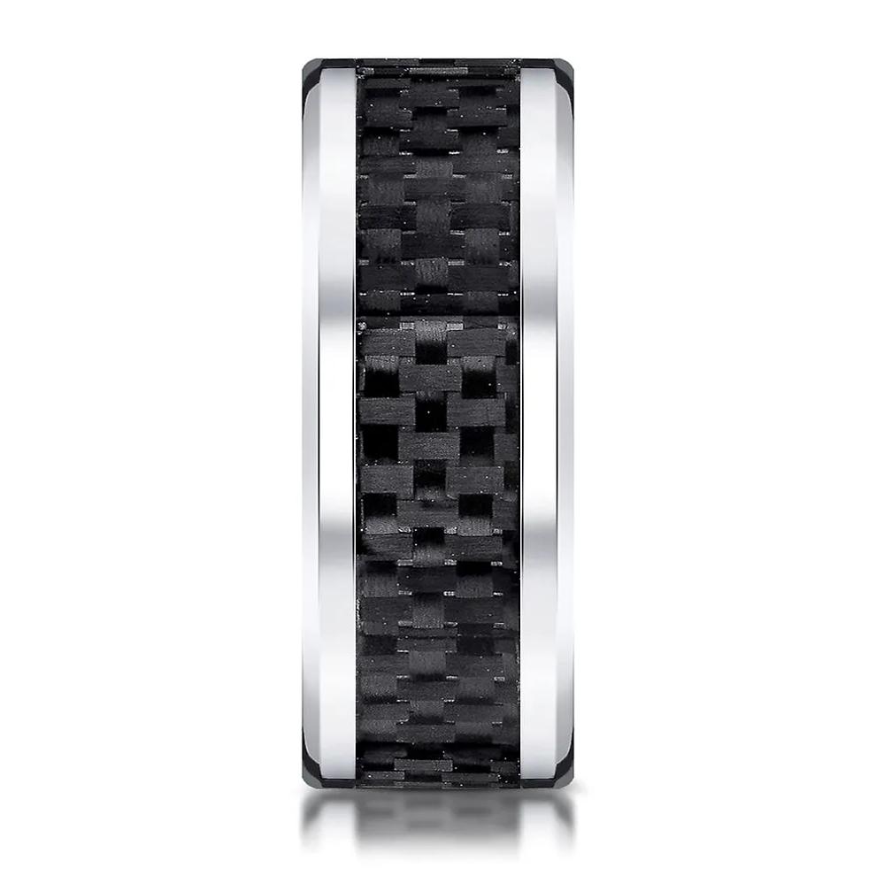 Men's Carbon Fiber Inlay Band in White Cobalt, 8MM – Image 3 of 3