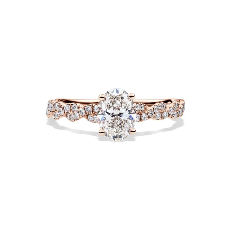Oval-Shaped Diamond Twist Engagement Ring in 14K Rose Gold &#40;1 1/4 ct. tw.&#41; – Image 1 of 6