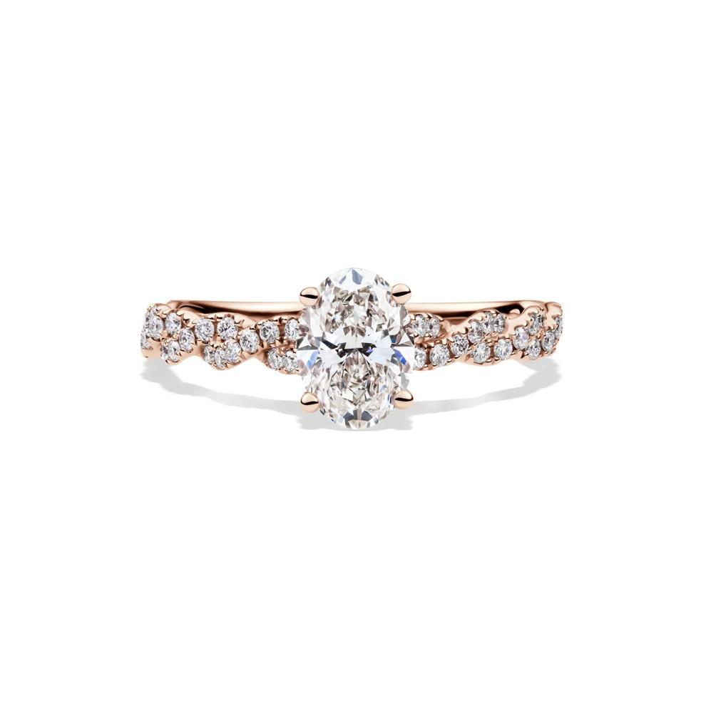 Oval-Shaped Diamond Twist Engagement Ring in 14K Rose Gold (1 1/4 ct. tw.) – Image 1 of 5