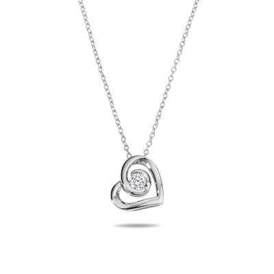 Diamond Heart Pendant Necklace in Sterling Silver (1/5 ct. tw.)