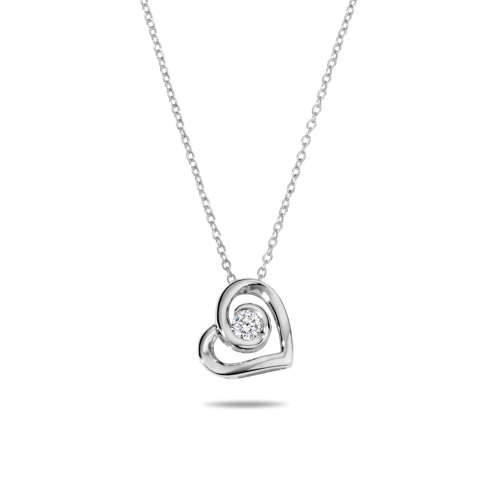 Diamond Heart Pendant Necklace in Sterling Silver (1/5 ct. tw.) – Image 1 of 4