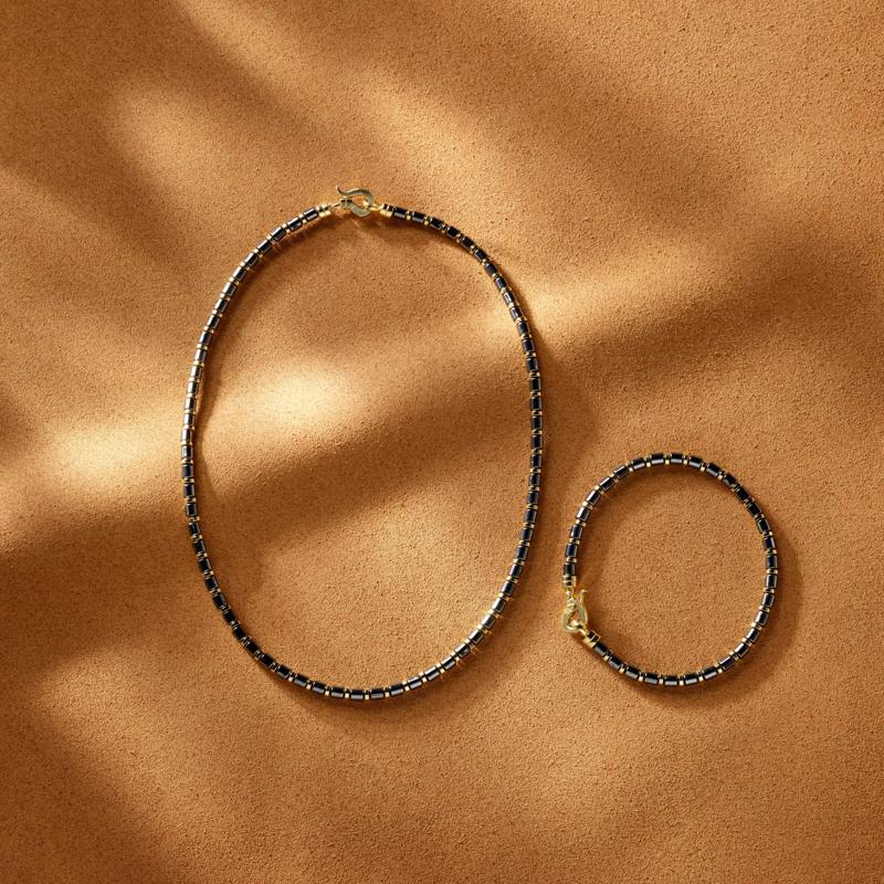 Men&#39;s Hematite Barrel Bead Bracelet in Vermeil – Image 4 of 4