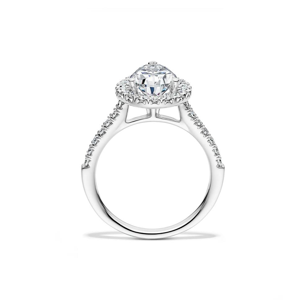 Lab-Created Moissanite Pear-Shaped Halo Ring in 10K White Gold (2 1/2 ct. dew) – Image 2 of 4