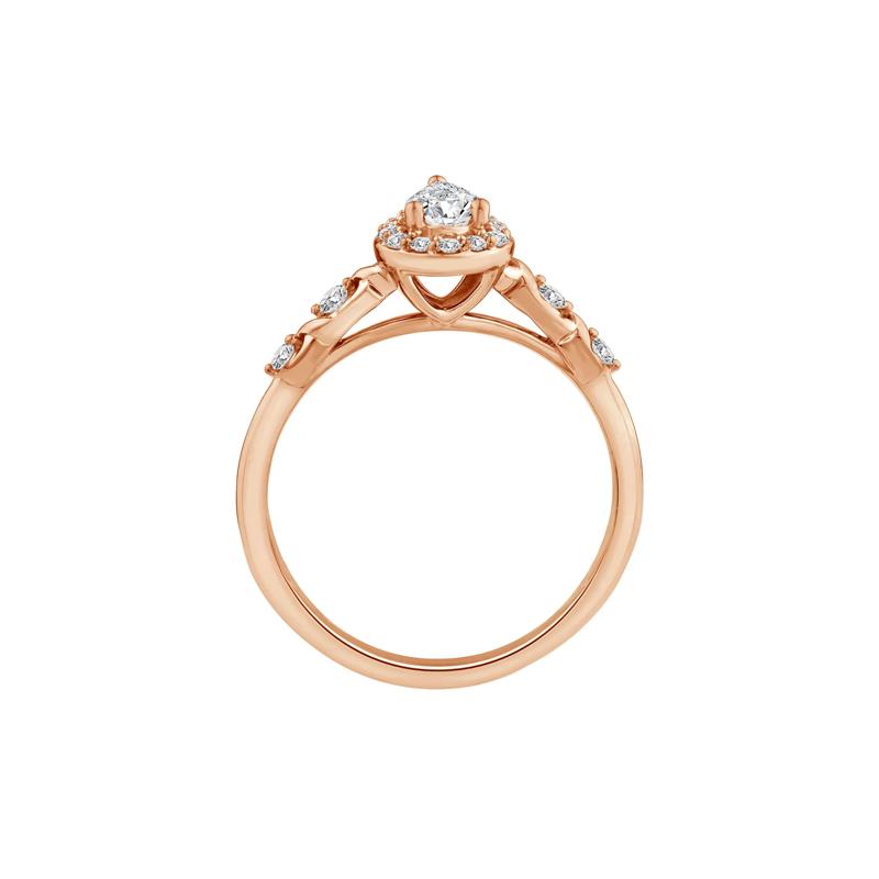 Lab Grown Diamond Pear-Shaped Halo Promise Ring in 10K Rose Gold &#40;1/2 ct. tw.&#41; – Image 2 of 3