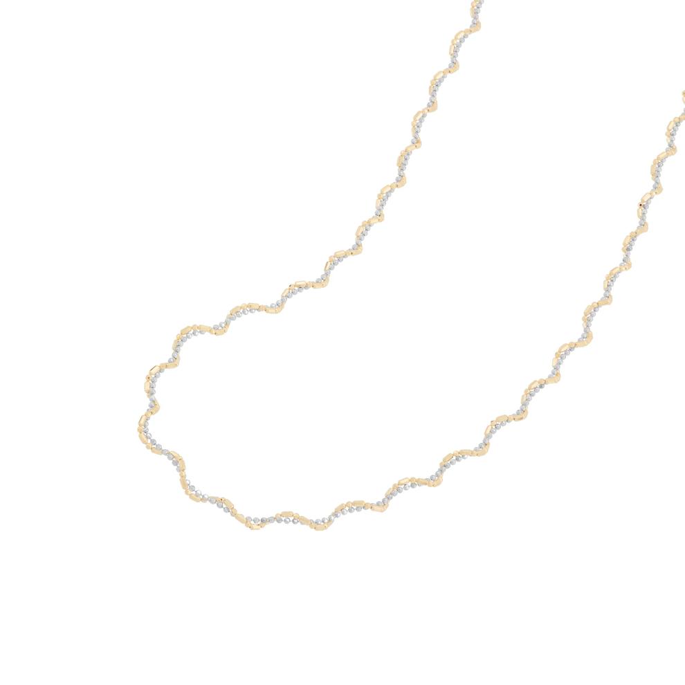 Double Row Beaded Chain in 10K Yellow &amp; White Gold, 18" – Image 3 of 4