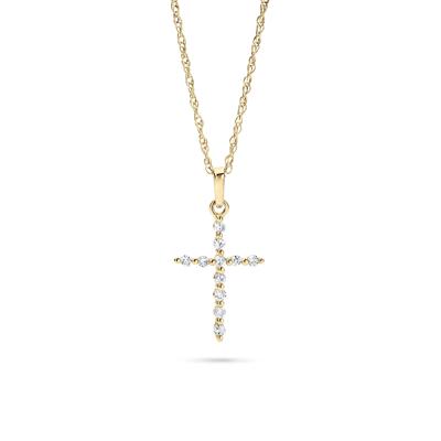Diamond Cross Pendant in 10K Yellow Gold (1/10 ct. tw.)