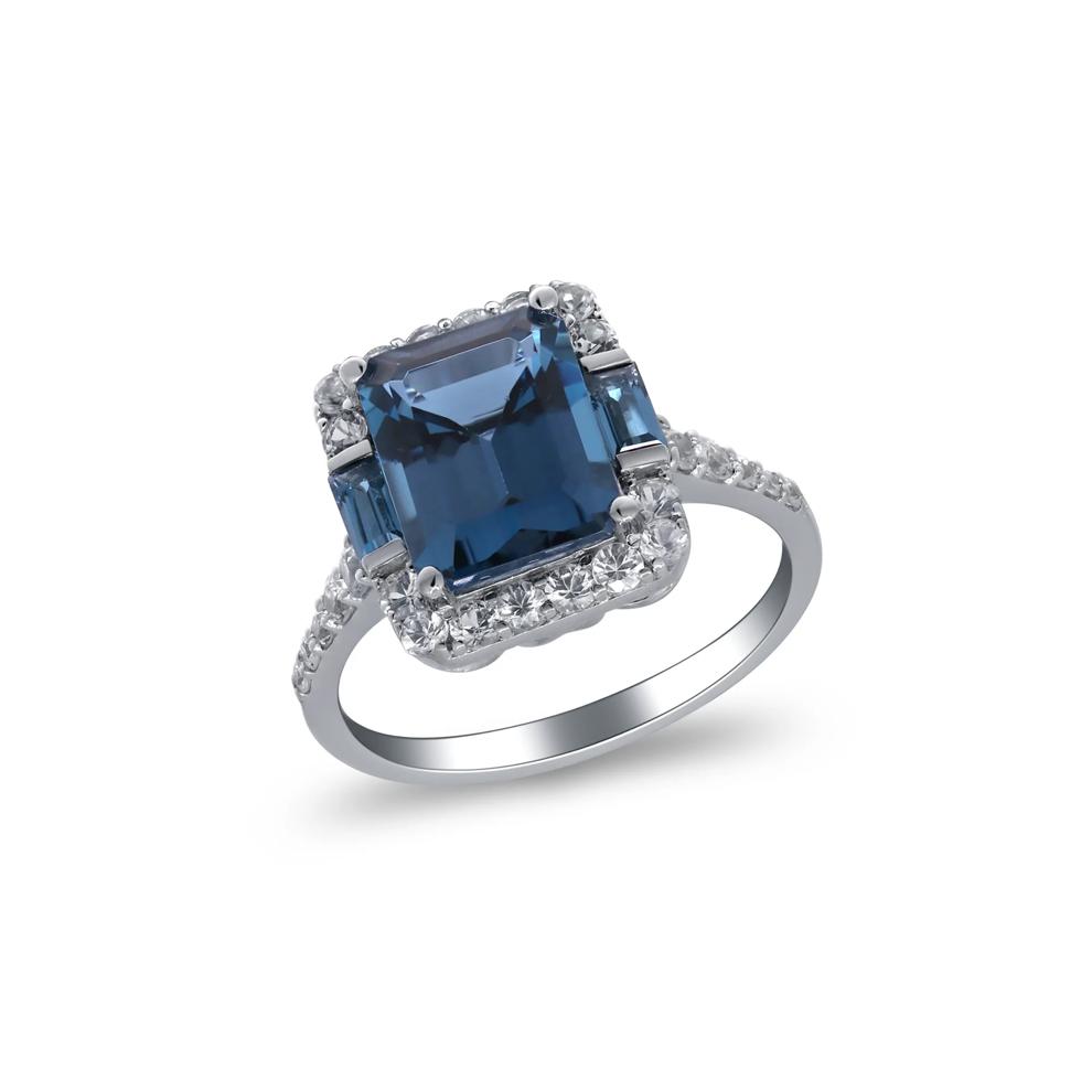 London Blue Topaz and White Sapphire Ring in Sterling Silver – Image 5 of 5