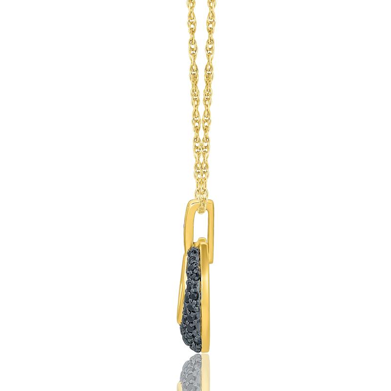 Black &amp; White Diamond Door-Knocker Pendant in 10K Yellow Gold &#40;1/3 ct. tw.&#41; – Image 2 of 3