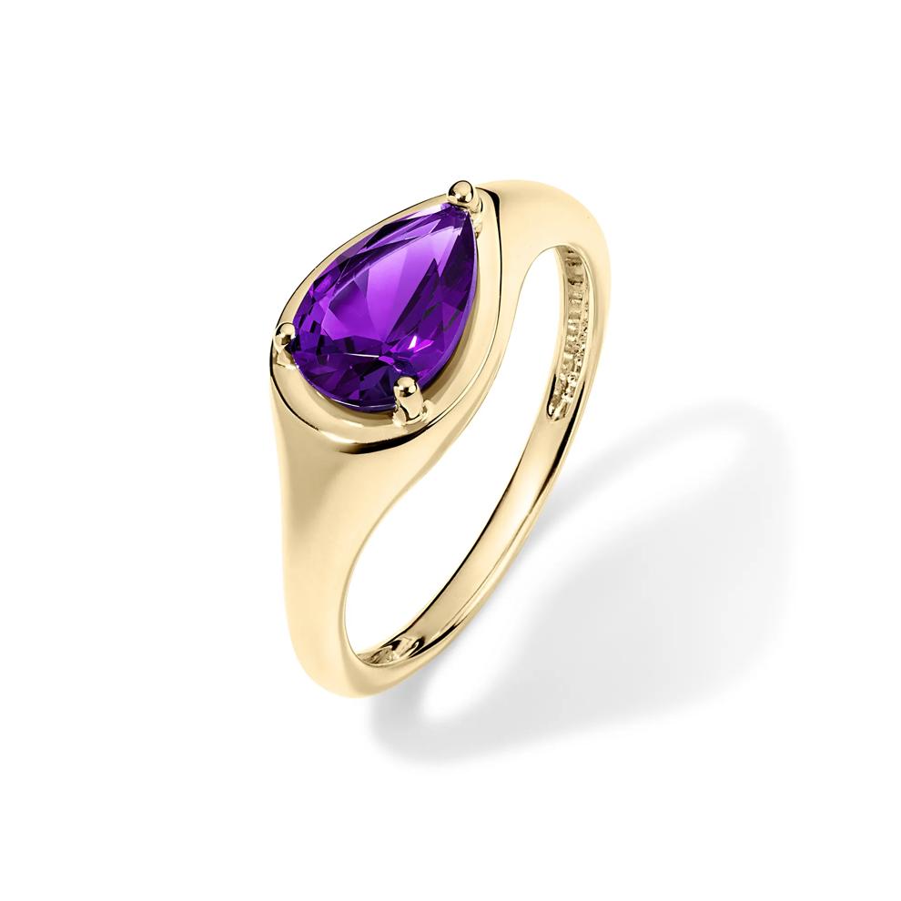 Pear-Shaped Amethyst Ring in 10K Yellow Gold – Image 4 of 4