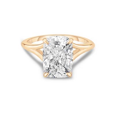Lab Grown Diamond Elongated Cushion Solitaire Engagement Ring in 14K Yellow Gold (5 ct.)