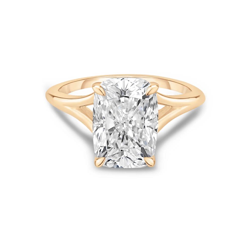 Lab Grown Diamond Elongated Cushion Solitaire Engagement Ring in 14K Yellow Gold (5 ct.) – Image 1 of 4