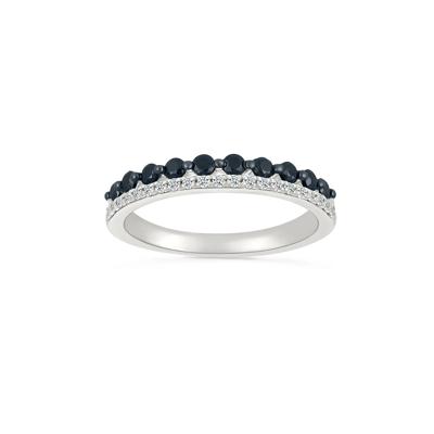 Black & White Diamond Double Row Ring in Sterling Silver (1/2 ct. tw.)