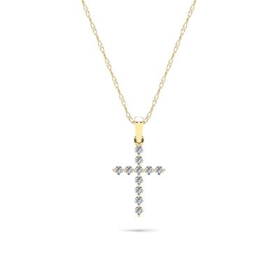 Diamond Cross Pendant Necklace in 10K Yellow Gold (1/5 ct. tw.)