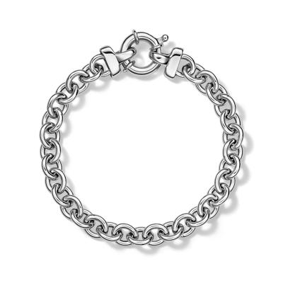 Hollow Rolo Link Bracelet in Sterling Silver