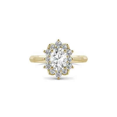 Moissanite Oval Ring in 14K Yellow Gold