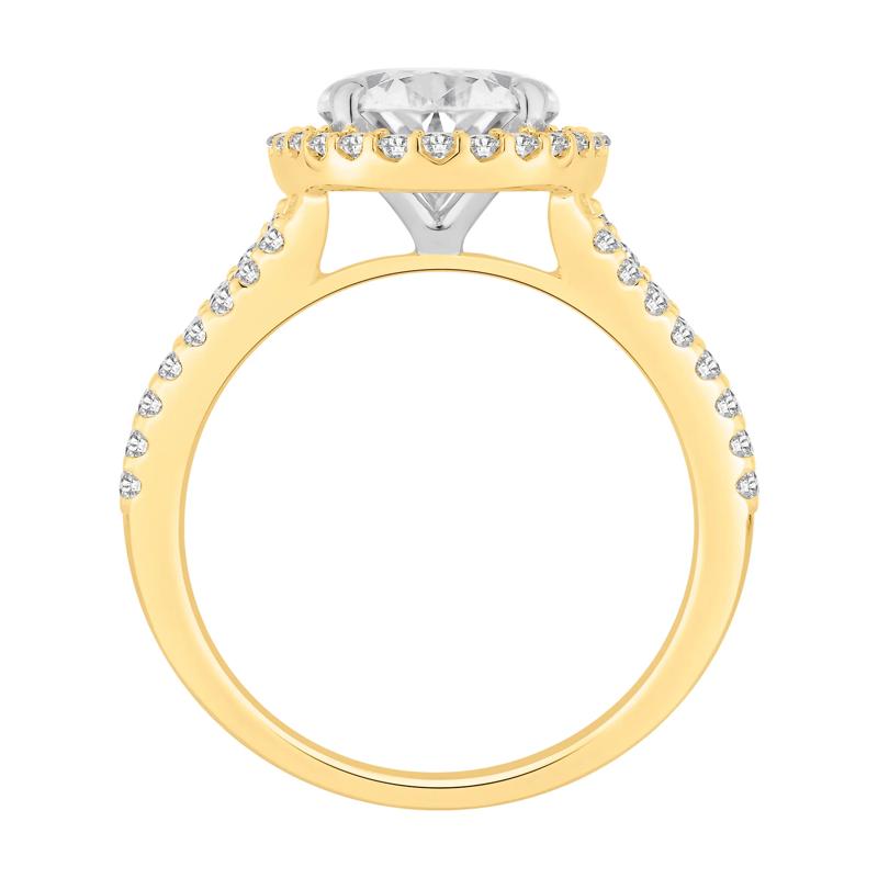 Lab Grown Diamond Oval Halo Engagement Ring in 14K Yellow and White Gold &#40;4 1/4 ct. tw.&#41; – Image 3 of 4