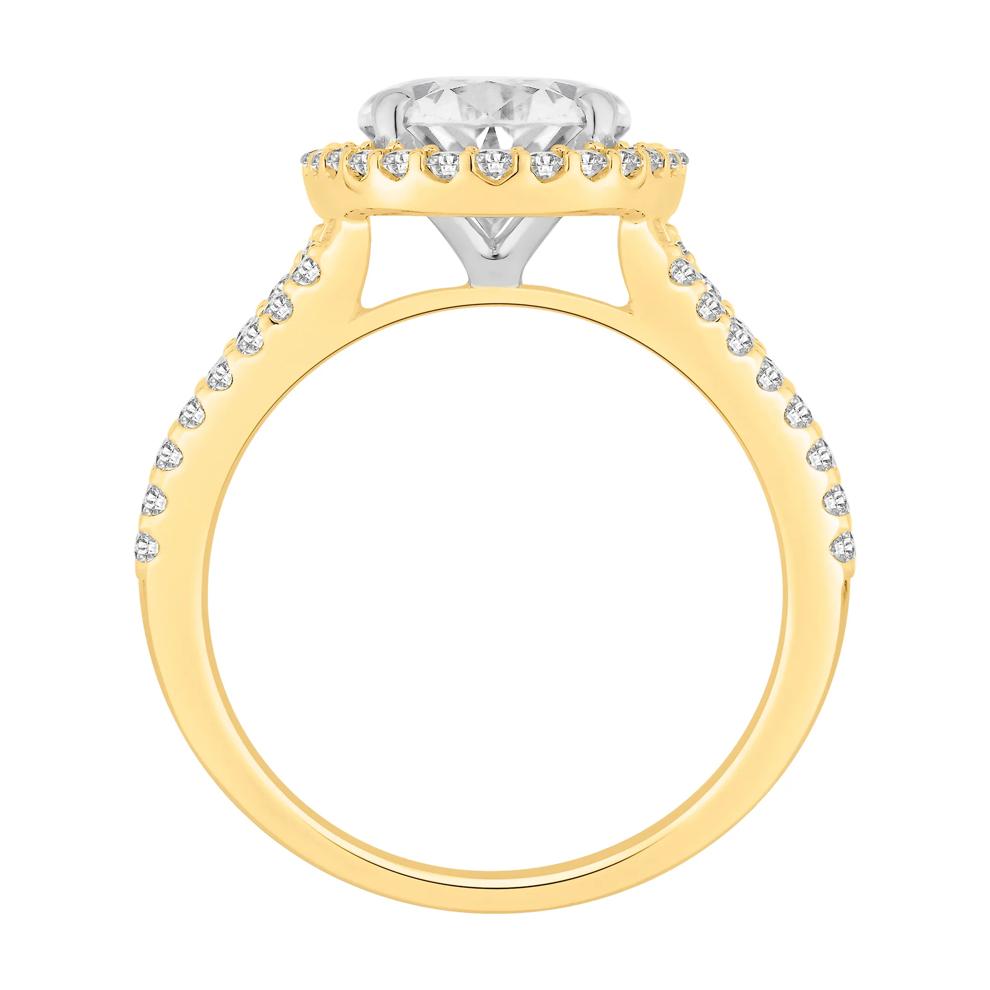 Lab Grown Diamond Oval Halo Engagement Ring in 14K Yellow and White Gold (4 1/4 ct. tw.) – Image 3 of 4